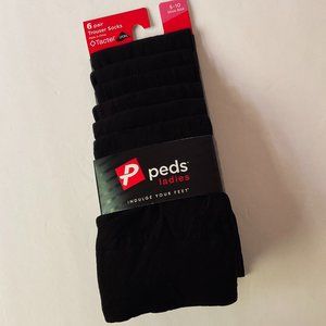 PEDS Women's Black Trouser Socks "6 Pair" Fits Shoe Size 5-10 NWT